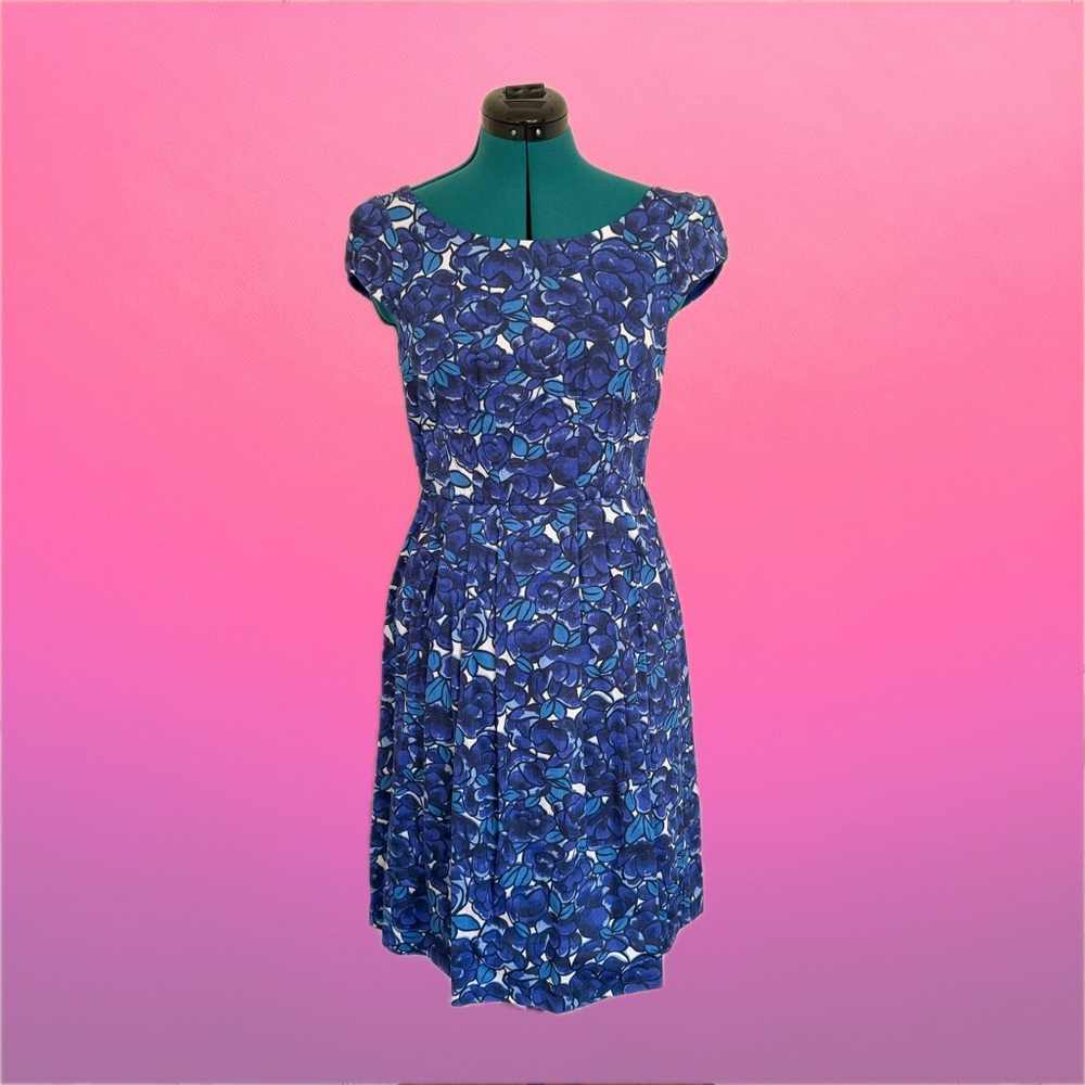 David Lawrence Blue Floral Retro Dress